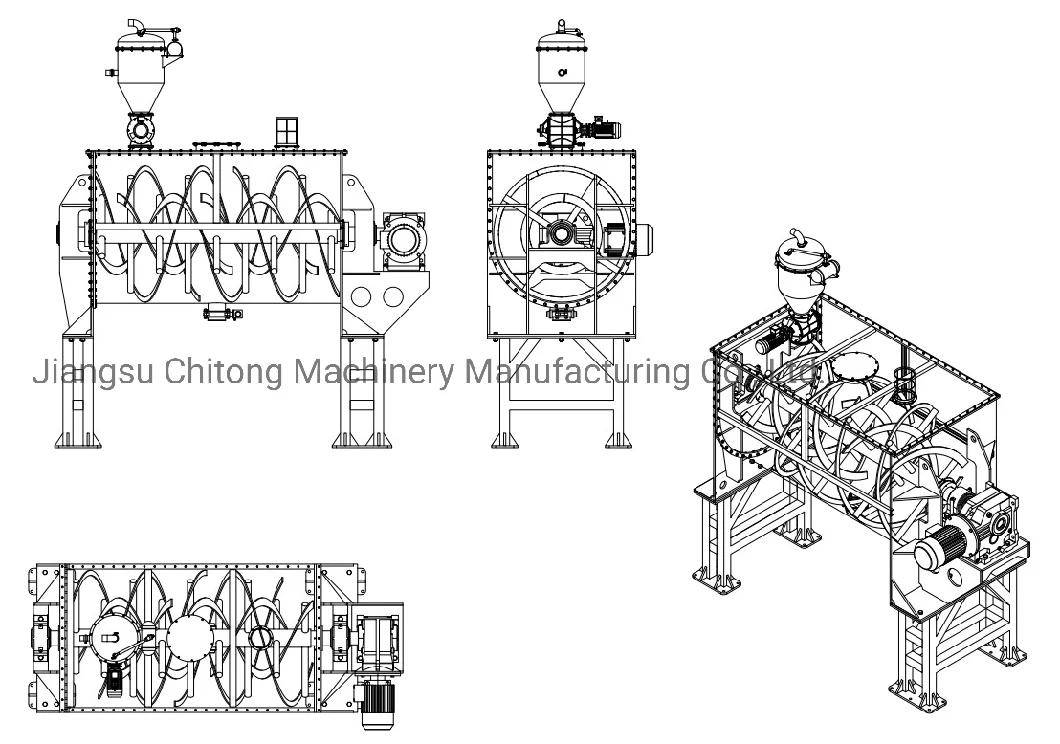 Customizable Wldh Series Horizontal Ribbon Blender Mixer Mixing Equipment with CE ISO Certificates for Advanced Material