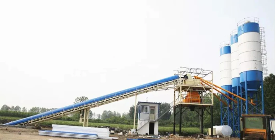 Bucket Type High Efficiency Concrete Batching Plant with Concrete Mixers Hzs25 to Hzs75